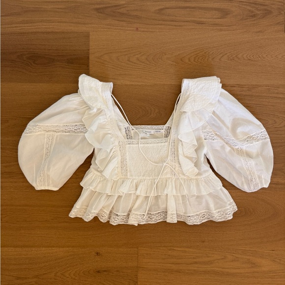 RHODE White Ruffled Blouse - Picture 2 of 5